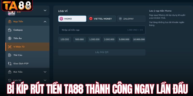 Bí kíp rút tiền TA88 thành công ngay lần đầu