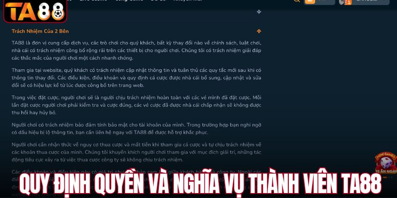 Quy định quyền và nghĩa vụ thành viên TA88