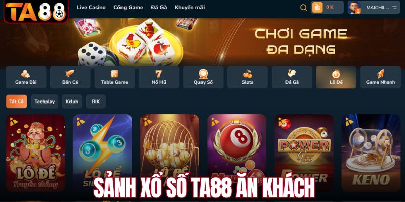 Sảnh xổ số TA88 ăn khách